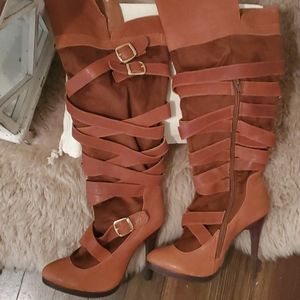 N.Y.L.A knee high brown boots